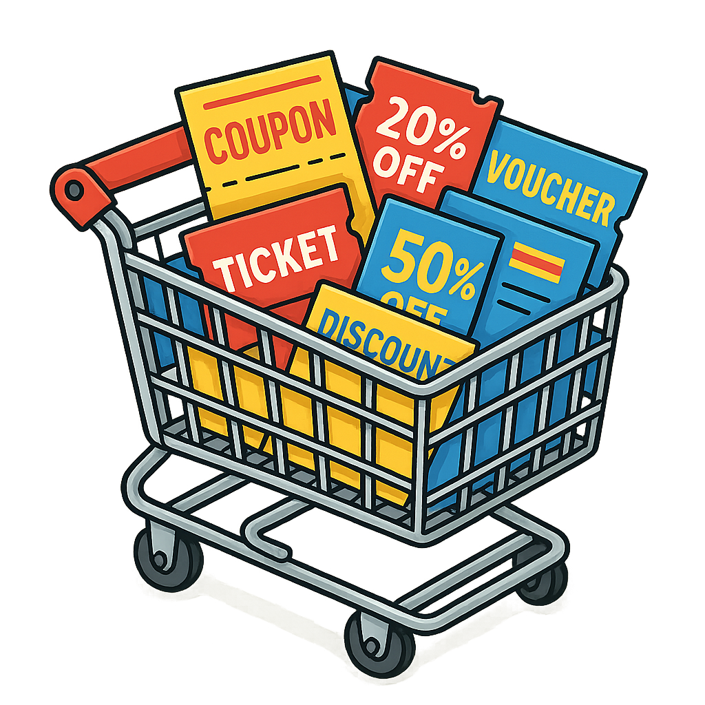 Shopping cart with discount coupons